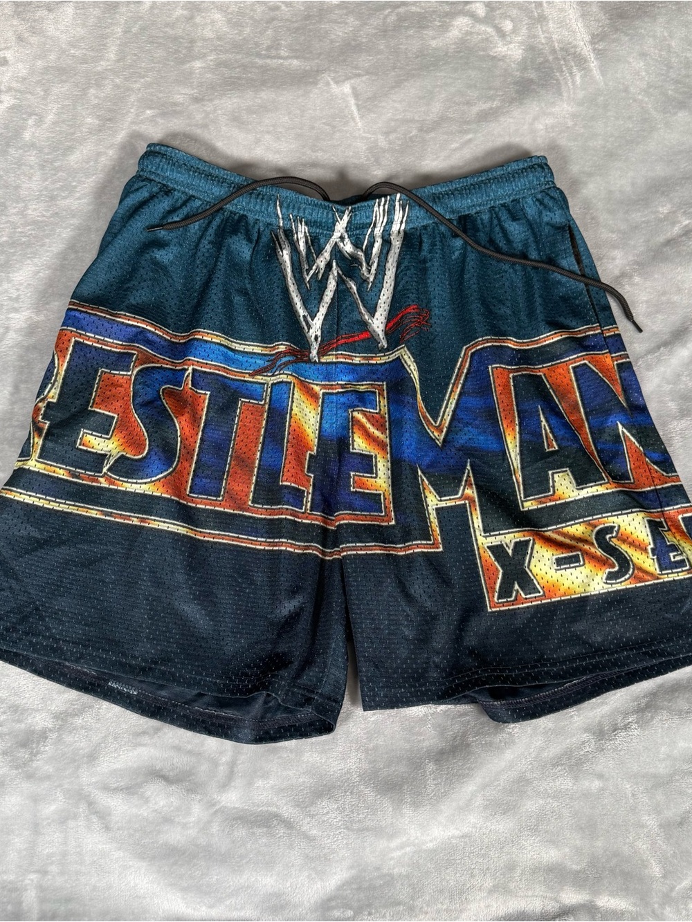 Chalk Line Wrestlemania 27 Mesh Shorts Mens XL 6” Wrestling WWE Blue